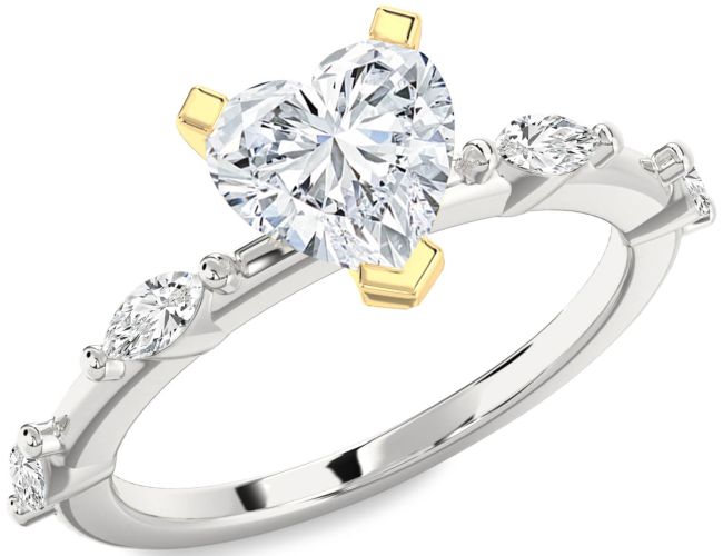 Diamond Platinum & Yellow Gold Heart Engagement Ring