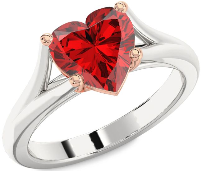 Ruby Platinum & Rose Gold Heart Solitaire Engagement Ring