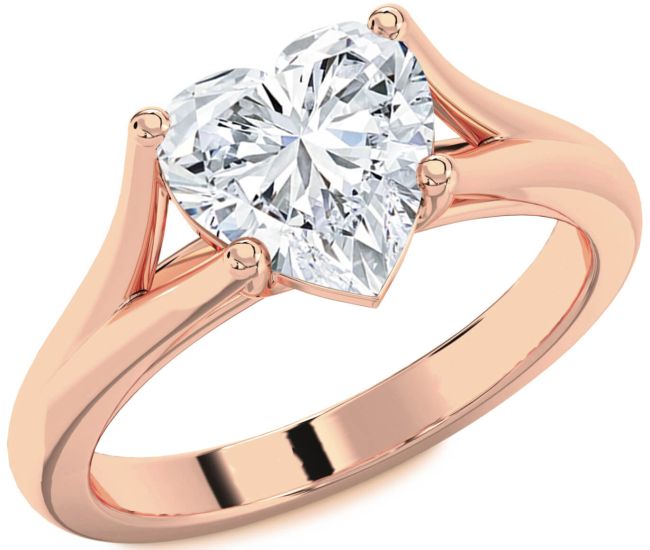 Diamond Rose Gold Heart Solitaire Engagement Ring