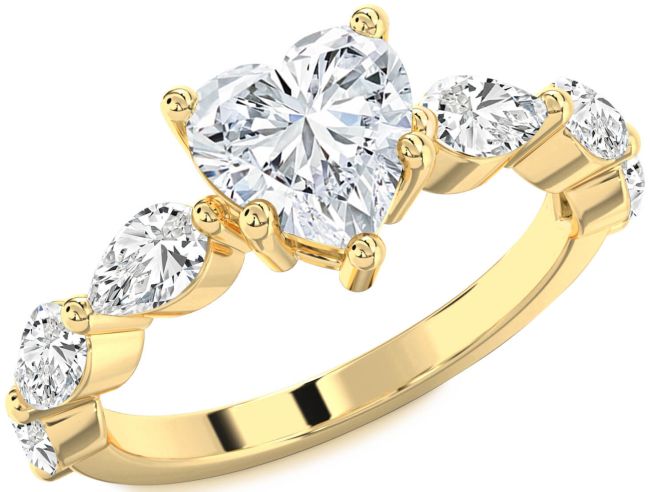 Diamond Gold Heart Engagement Ring