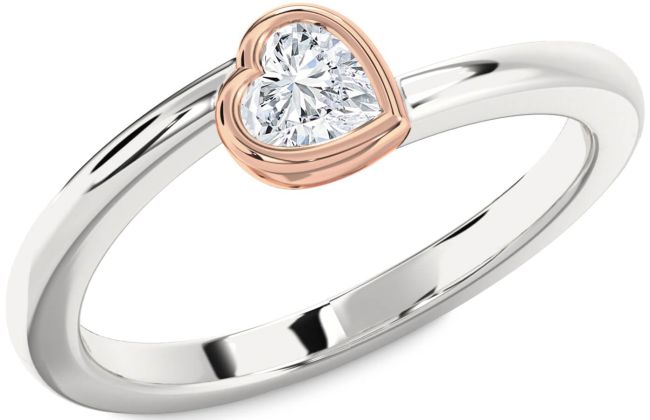 Diamond White Rose Gold Heart Promise Ring