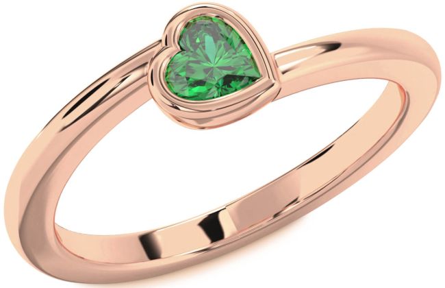Emerald Rose Gold Heart Promise Ring