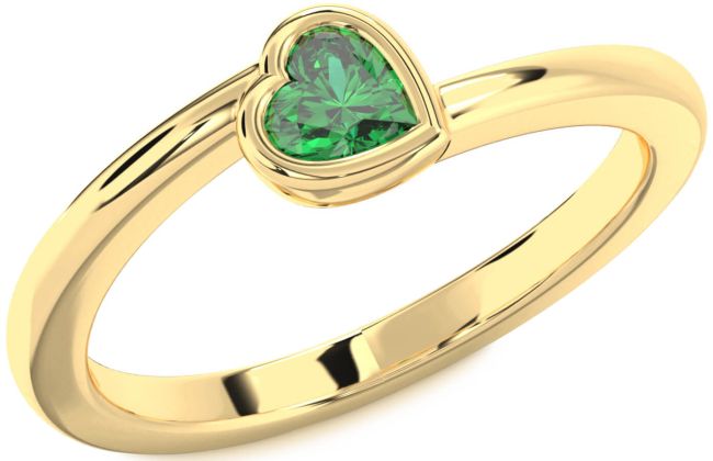 Emerald Gold Heart Promise Ring