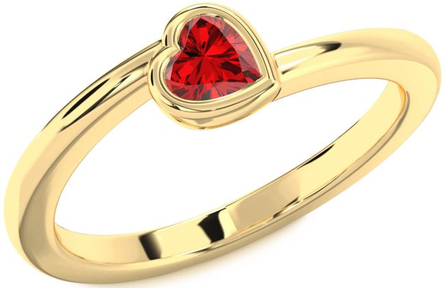 Ruby Gold Heart Promise Ring