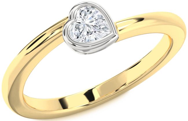 Diamond Platinum & Yellow Gold Heart Promise Ring