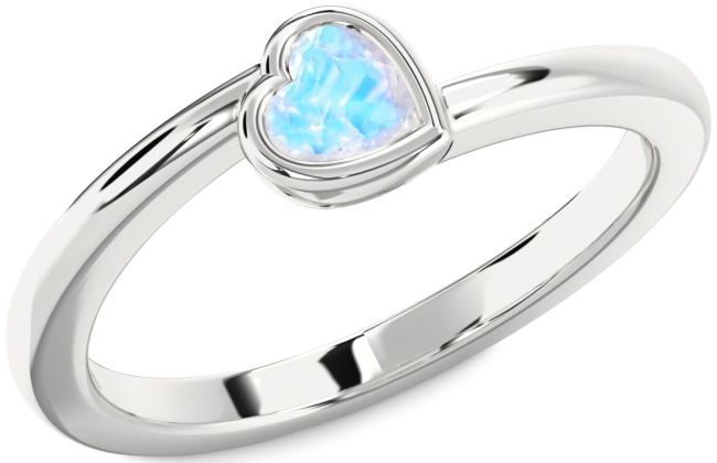 Moonstone Silver Heart Promise Ring
