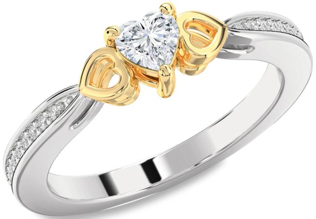 Diamond Gold Silver Heart Promise Ring
