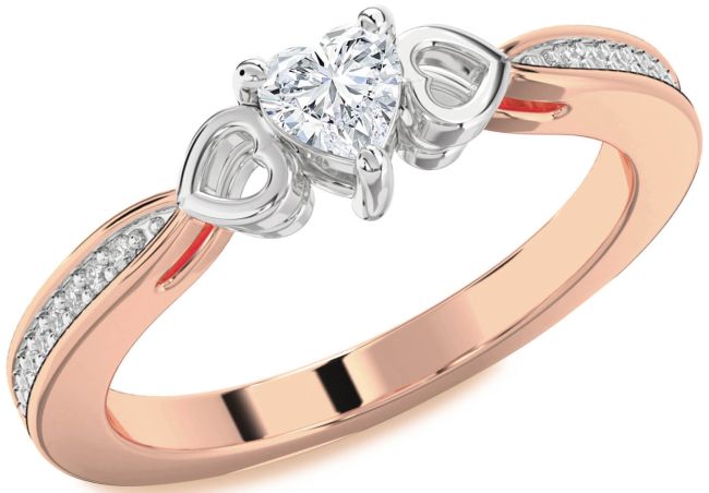 Diamond Platinum & Rose Gold Heart Promise Ring