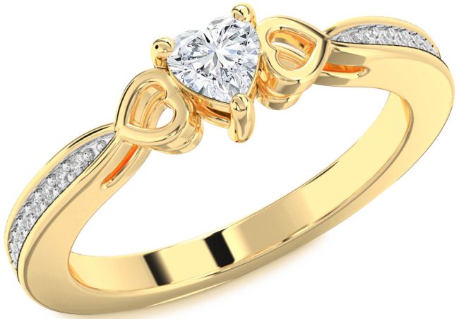 Diamond Gold Silver Heart Promise Ring