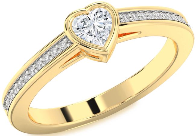 Diamond Gold Heart Pave Promise Ring