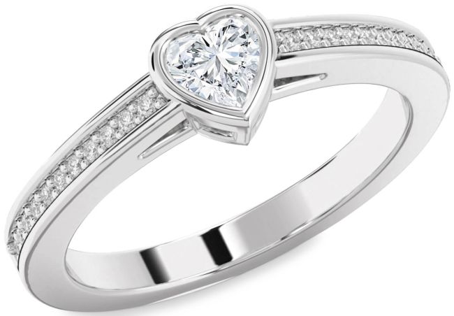 Diamond Platinum Heart Pave Promise Ring