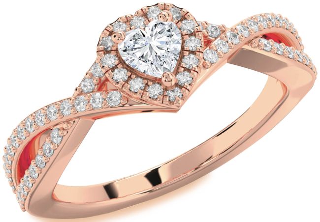 Diamond Rose Gold Heart Pave Promise Ring