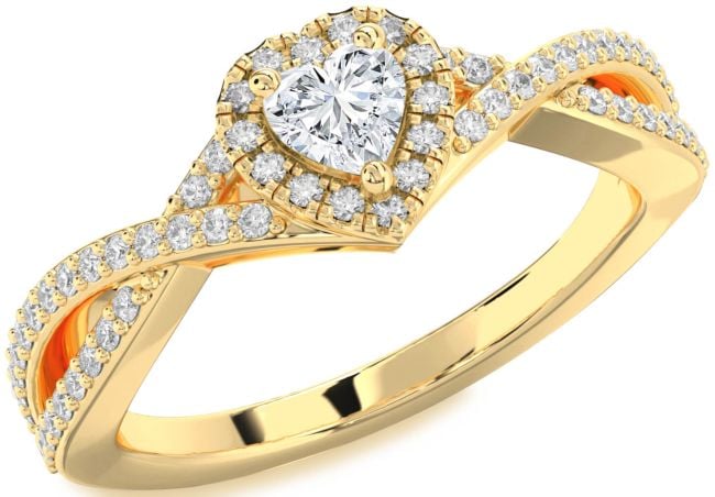 Diamond Gold Heart Pave Promise Ring