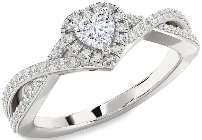 Diamond White Gold Heart Pave Promise Ring