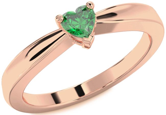 Emerald Rose Gold Heart Promise Ring