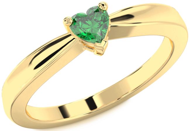 Emerald Gold Heart Promise Ring