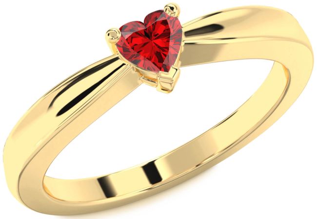 Ruby Gold Silver Heart Promise Ring