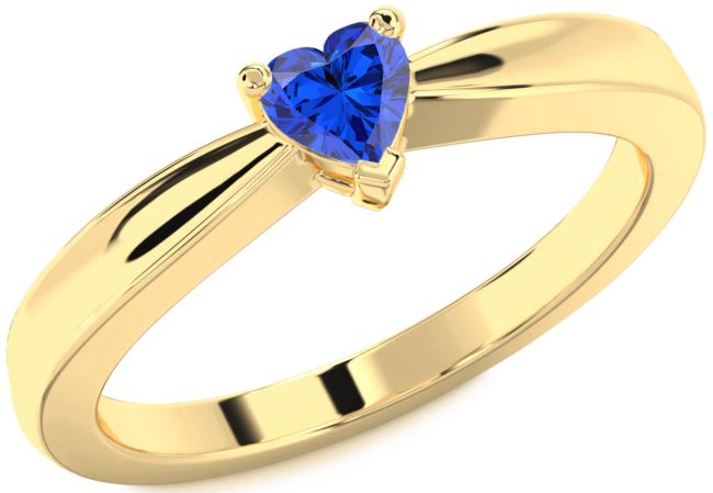 Blue Sapphire Gold Heart Promise Ring
