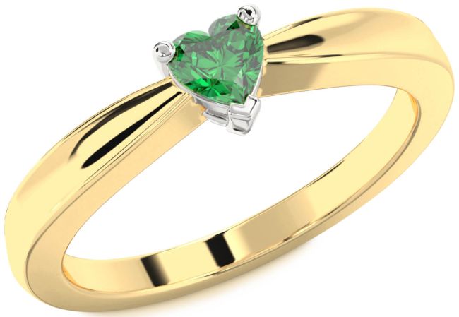 Emerald Platinum & Yellow Gold Heart Promise Ring