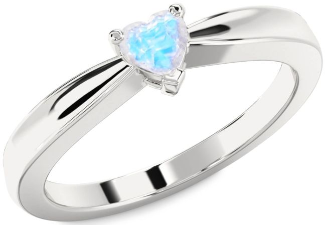Moonstone Silver Heart Promise Ring