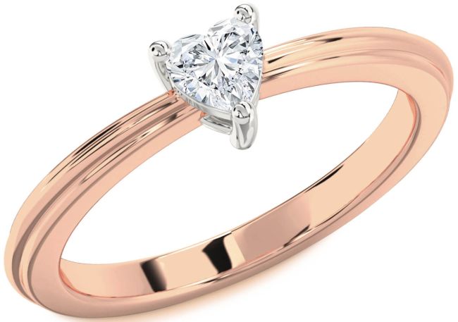 Diamond Rose Gold Silver Heart Promise Ring
