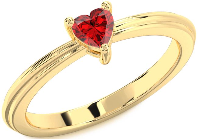 Ruby Gold Heart Promise Ring
