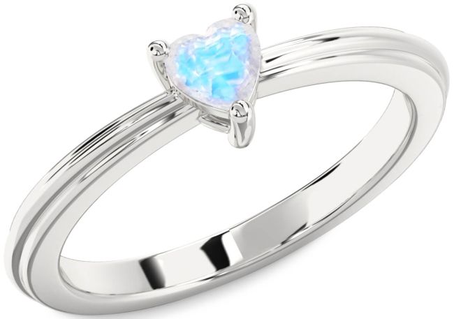 Moonstone Silver Heart Promise Ring