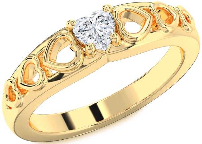 Diamond Gold Heart Promise Ring