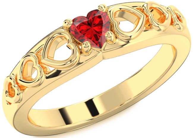 Ruby Gold Heart Promise Ring