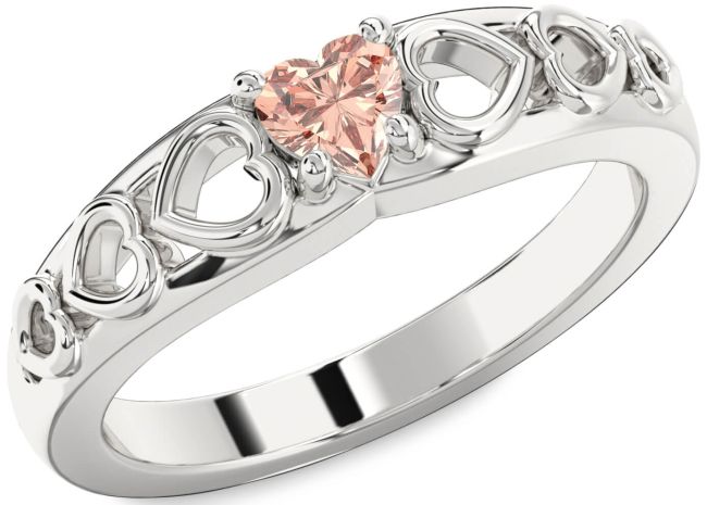 Morganite Silver Heart Promise Ring