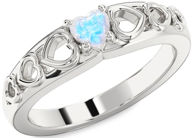 Moonstone Silver Heart Promise Ring
