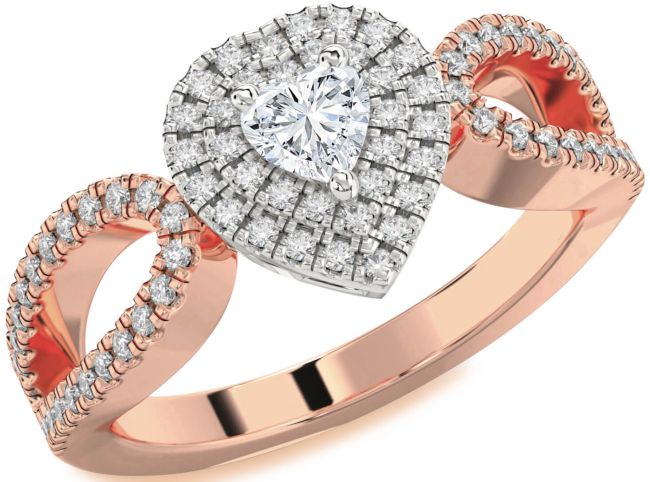 Diamond White Rose Gold Heart Pave Promise Ring