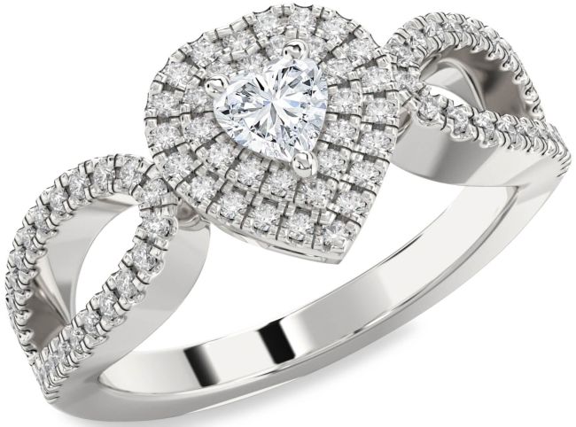 Diamond Silver Heart Pave Promise Ring