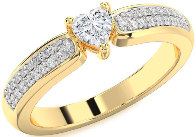 Diamond Gold Heart Pave Promise Ring