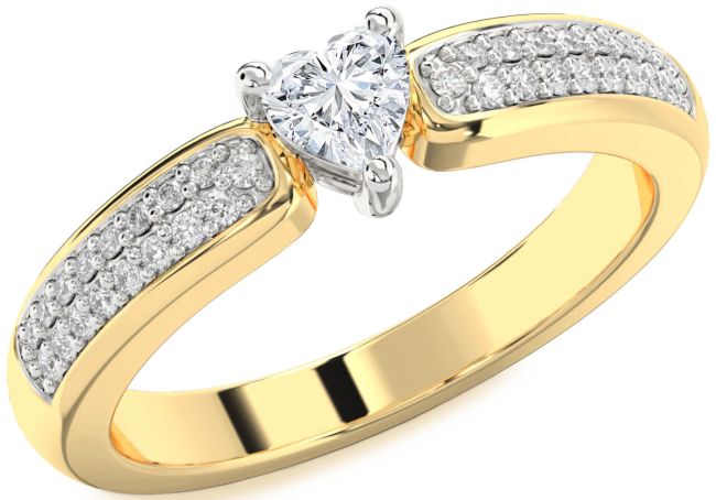 Diamond White Yellow Gold Heart Pave Promise Ring