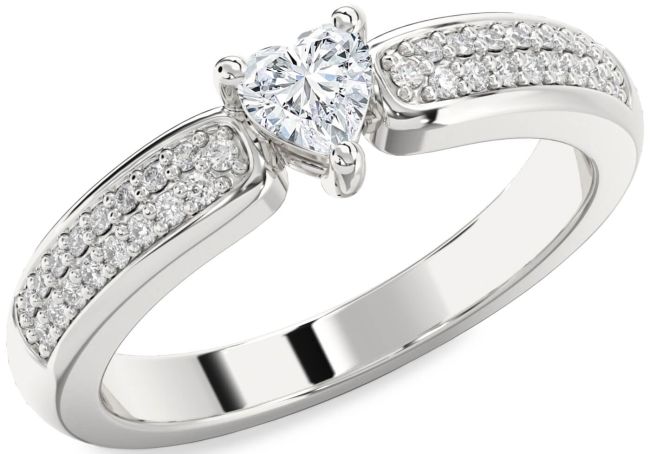 Diamond Platinum Heart Pave Promise Ring