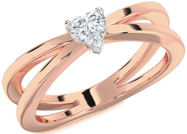 Diamond Rose Gold Silver Heart Promise Ring