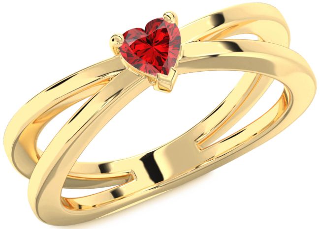 Ruby Gold Heart Promise Ring