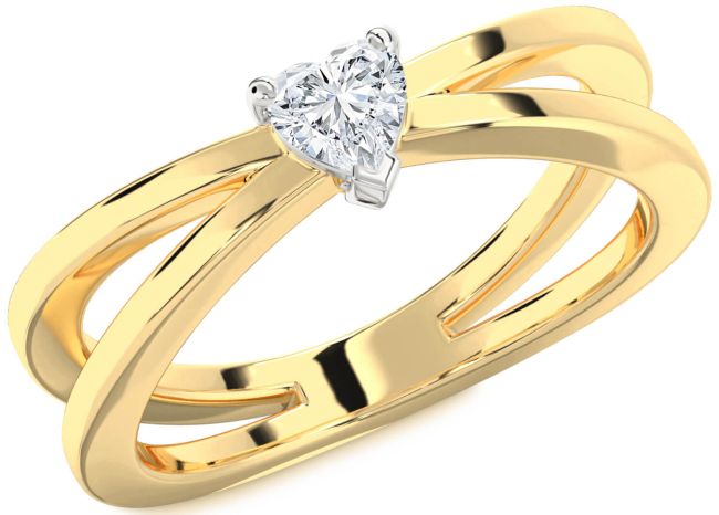 Diamond Gold Silver Heart Promise Ring