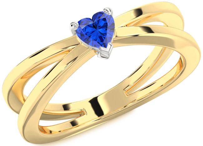 Blue Sapphire Gold Silver Heart Promise Ring