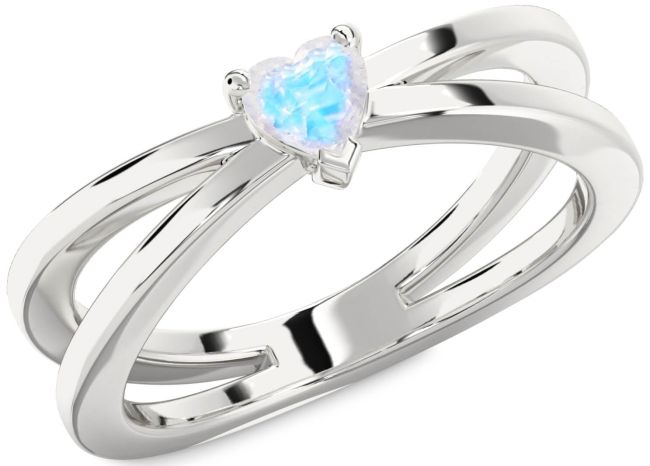 Moonstone Silver Heart Promise Ring
