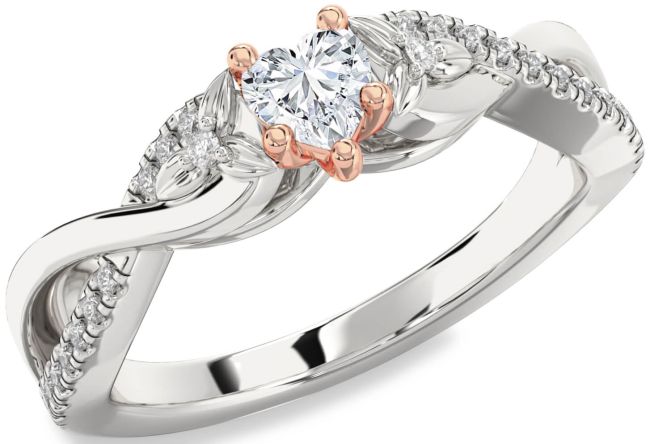 Diamond Silver & 10K Rose Gold Heart Infinity Promise Ring