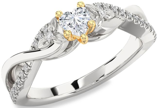 Diamond White Yellow Gold Heart Infinity Promise Ring