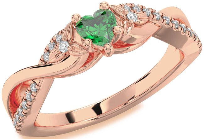 Diamond Emerald Rose Gold Silver Heart Infinity Promise Ring