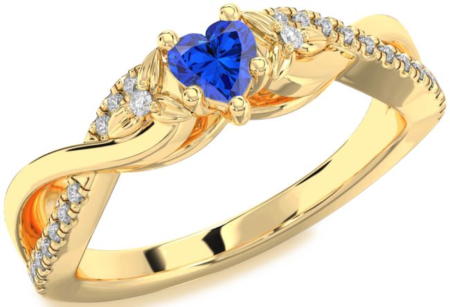 Diamond Blue Sapphire Gold Silver Heart Infinity Promise Ring
