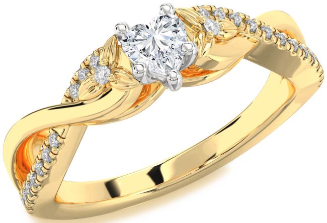 Diamond White Yellow Gold Heart Infinity Promise Ring