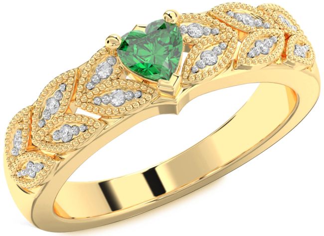 Diamond Emerald Gold Silver Heart Promise Ring