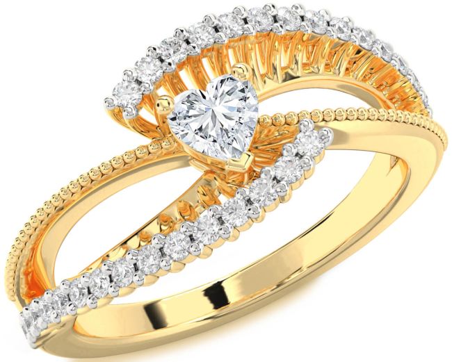 Diamond Gold Silver Heart Promise Ring