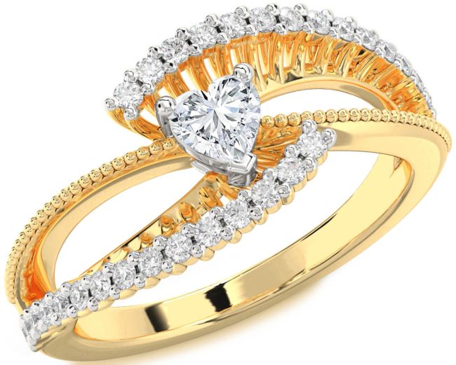Diamond Platinum & Yellow Gold Heart Promise Ring
