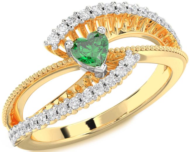 Diamond Emerald Gold Silver Heart Promise Ring